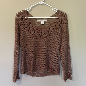 Elegant bronze colored crochet blouse. Size petite large